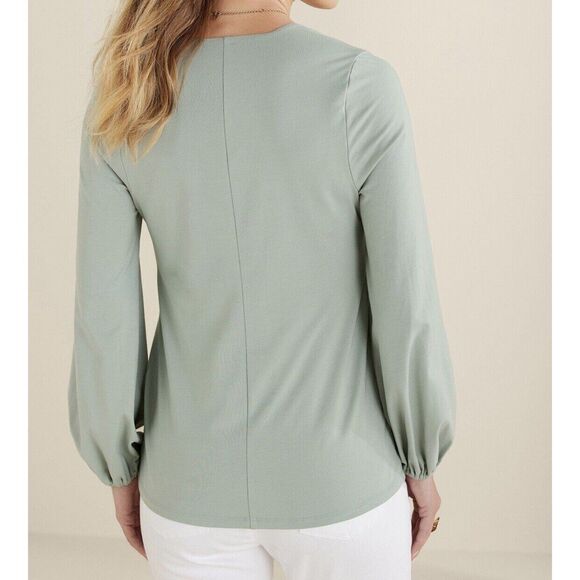 NWT Soft Surroundings Maureen Sage Sprout Green Square Neck Top Women's plus 1X - Picture 3 of 11